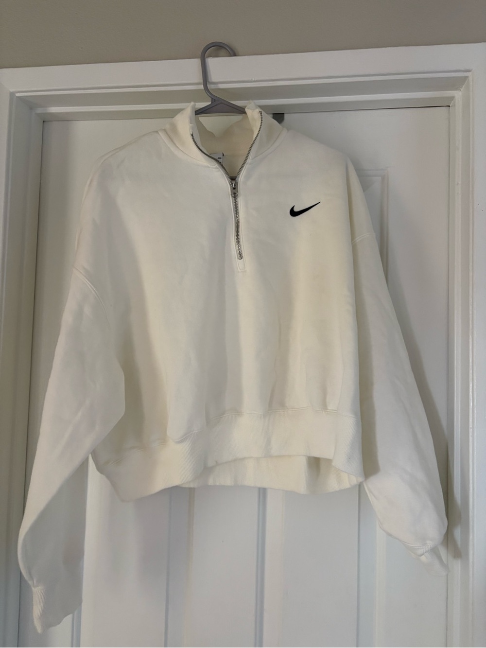 Nike Women's Off-White Half-Zip Turtleneck Sweatshirt
